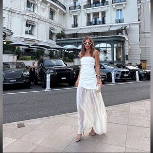 ZARA COMBINATION STRAPLESS MIDI DRESS